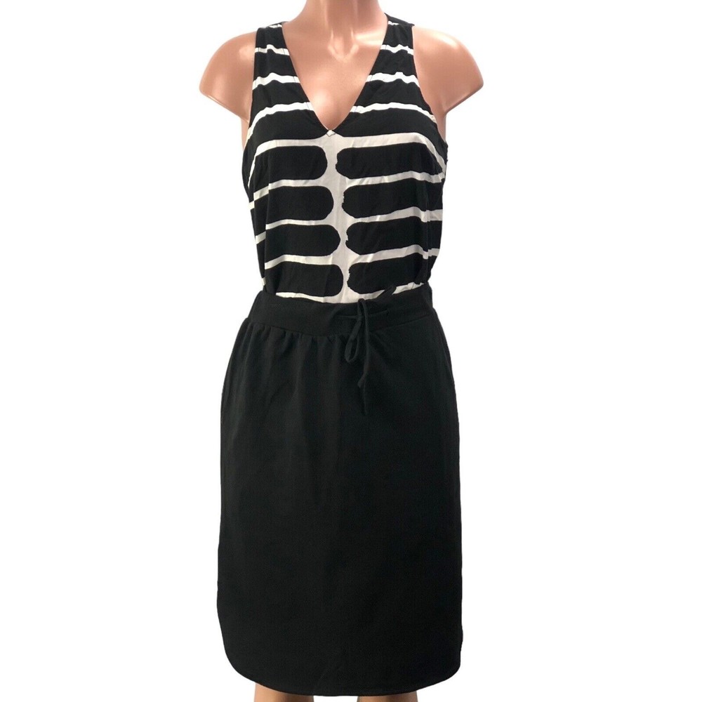 Women Drawstring Elastic Waist Dolphin Hem Stretch Jersey Midi Skirt Black L/XL